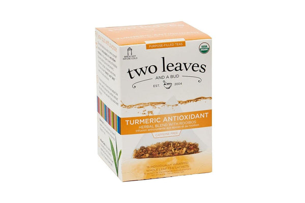 Two Leaves Tea - Box of 15 Tea Sachets: Organic Turmeric Antioxidant Herbal Tea