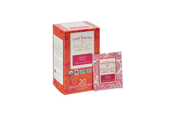 Two Leaves Tea - Box of 20 Paisley Label Tea Bags: Chai
