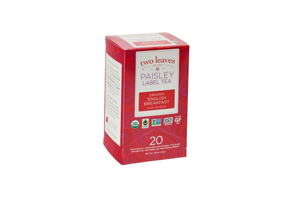Two Leaves Tea - Box of 20 Paisley Label Tea Bags: English Breakfast