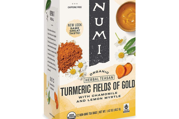Numi Organic Turmeric Tea - Box of 12 Tea Bags: Fields of Gold