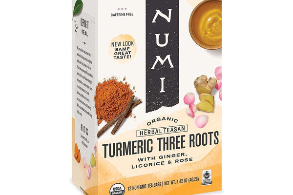 Numi Organic Turmeric Tea - Box of 12 Tea Bags: Three Roots