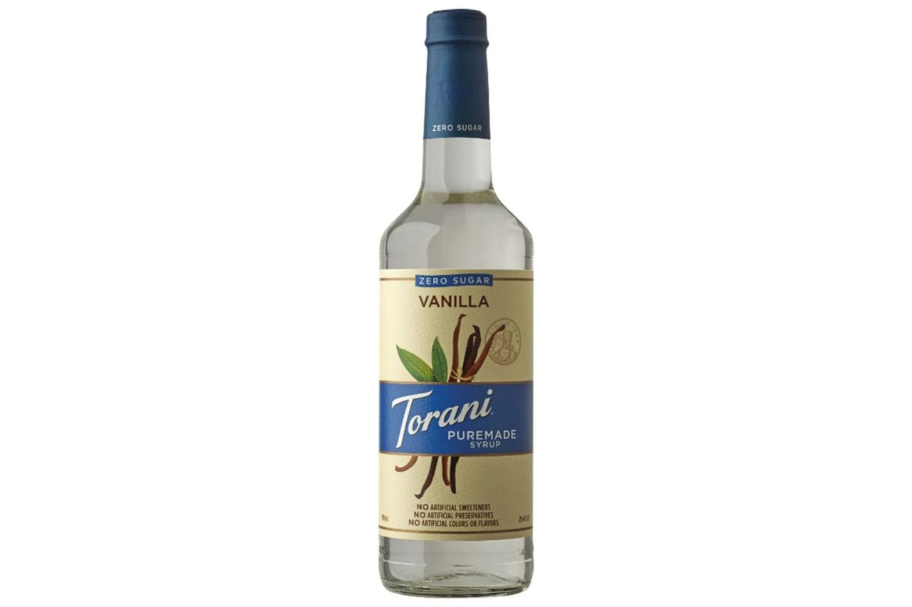 Torani Puremade Zero Sugar Flavor Syrup: 750ml Glass Bottle: Sugar Free Vanilla