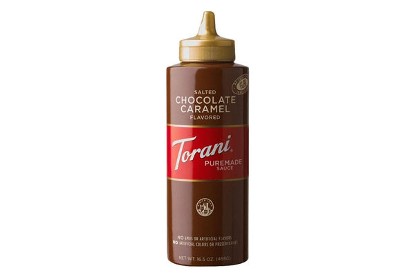 Torani Puremade Salted Chocolate Caramel Sauce: 16oz Bottle