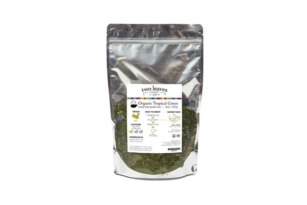 Two Leaves Tea: Organic Tropical Green - 1/2 lb. Loose Green Tea in a Resealable Sleeve