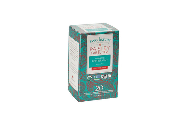 Two Leaves Tea - Box of 20 Paisley Label Tea Bags: Peppermint