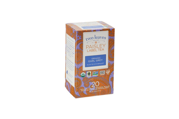 Two Leaves Tea - Box of 20 Paisley Label Tea Bags: Earl Grey