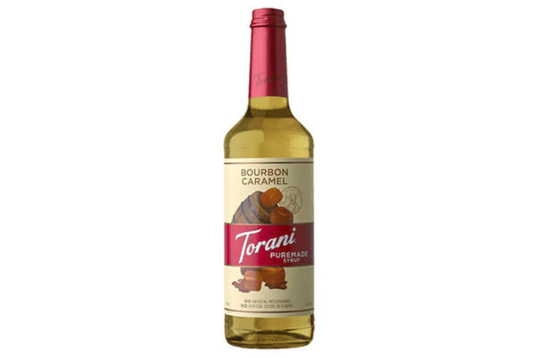 Torani 750ml Puremade Bourbon Caramel Syrup